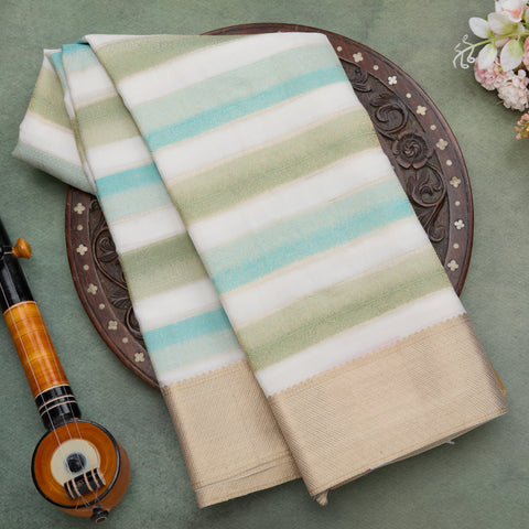 Multicolour Pure Mysore Crepe Brocade Silk Saree