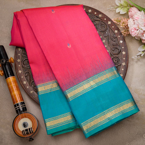 Reddish Pink Pure Kanjeevaram Silk Saree