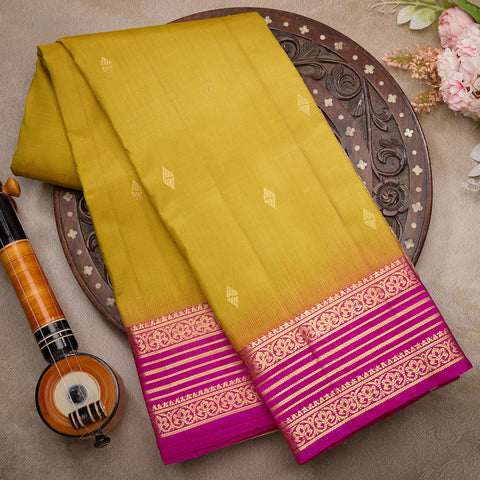 Lemon Green Pure Kanjeevaram Silk Saree