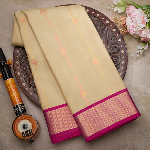 Cream Pure Kanjeevaram Silk Saree