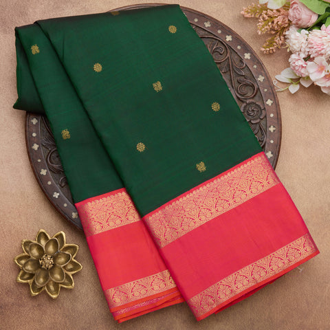 Bottle Green Traditional Kanjeevaram Silk Saree