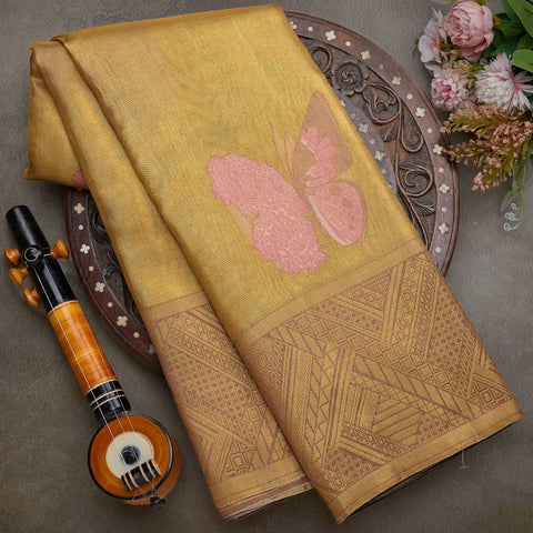 Antique Gold Pure Kanjeevaram Tissue Silk Saree