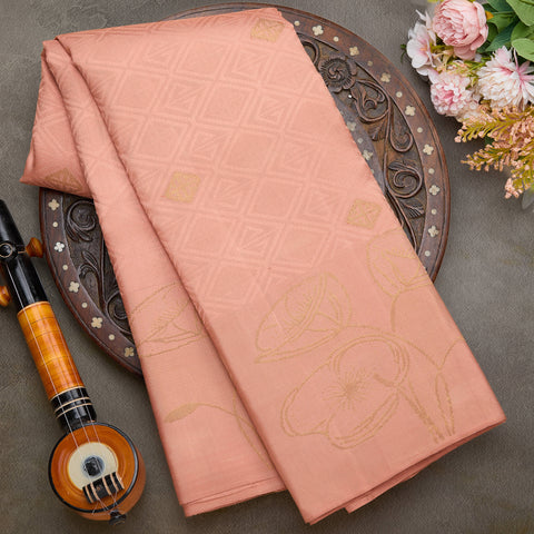 Peach Pure Kanjeevaram Designer Silk Saree