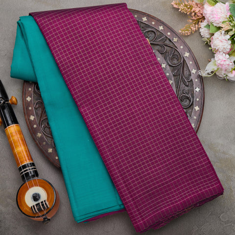 Blue with Pink Skirt Border Kanjeevaram Traditional Silk Saree