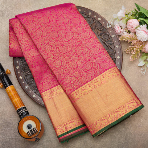 Pink Pure Kanjeevaram Brocade Silk Saree