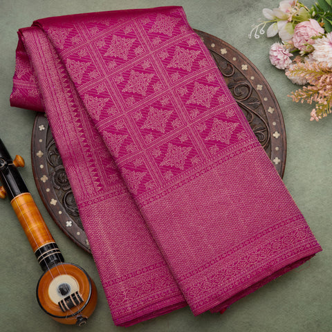 Magenta Pink Kanjeevaram Brocade Silk Saree