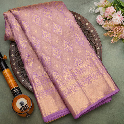Lavender Kanjeevaram Tissue Silk Saree