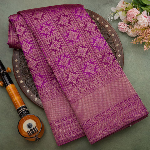 Magenta Kanjeevaram Brocade Silk Saree