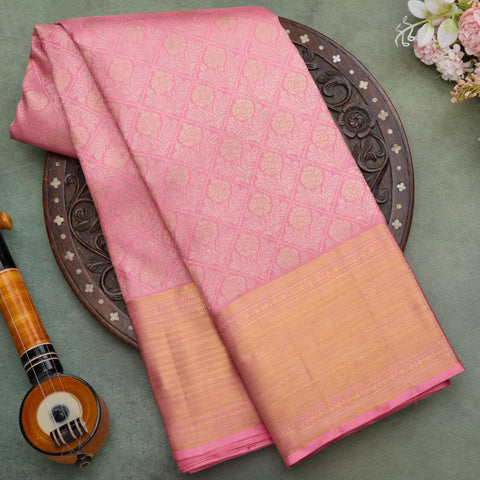 Pastel Pink  Kanjeevaram Brocade Silk Saree