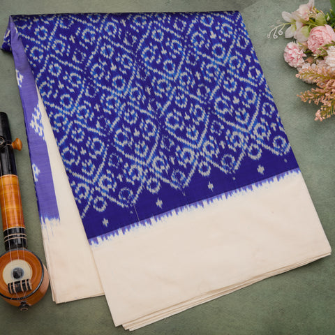 Royal Blue Ikat Silk Saree