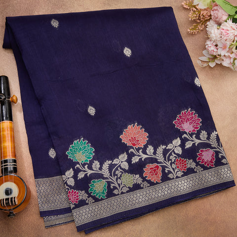 Navy Blue Semi-Silk Fancy Saree