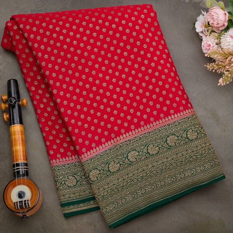Pink Pure Banaras Kadi Georgette Saree