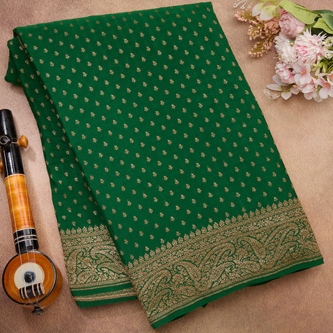 Green Pure Banarasi Crepe Silk Saree