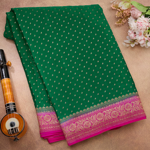 Green Pure Banarasi Crepe Silk Saree