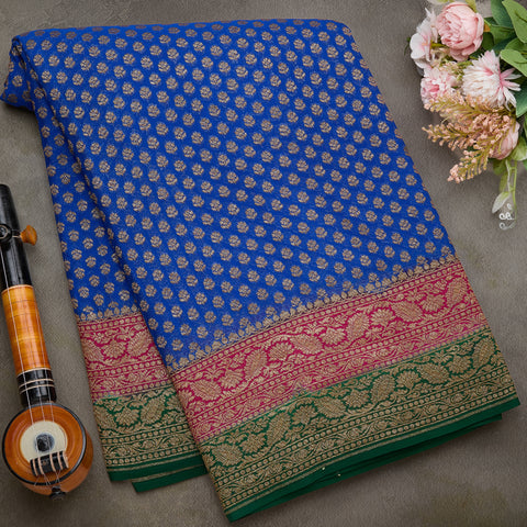 Royal Blue Pure Banaras Kadi Georgette Saree