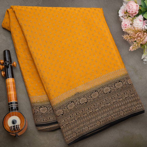 Mustard Pure Banaras Kadi Georgette Saree