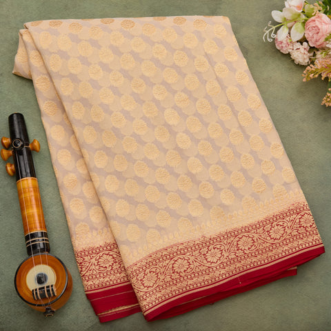 Beige Pure Banarasi Kadi Georgette Saree