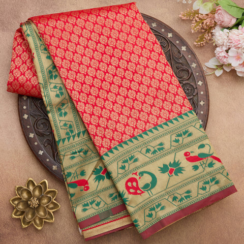 Red Semi-cotton Silk Saree