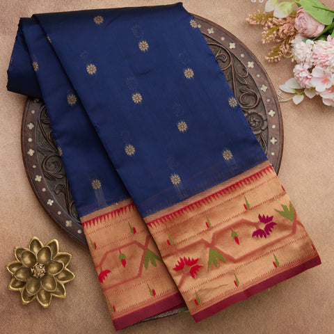Navy Blue Semi-Cotton Saree