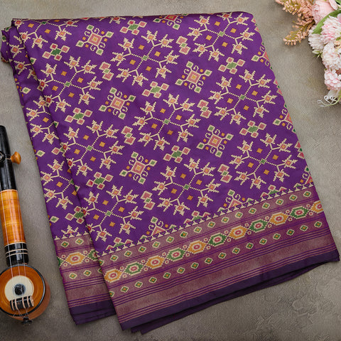 Purple Semi-Banarasi Silk Saree