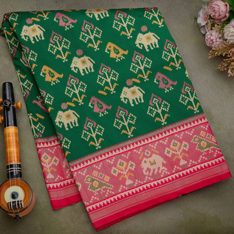 Bottle Green Ekat Silk Saree