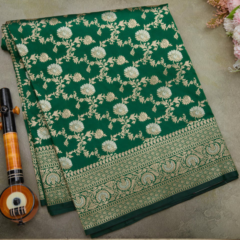 Green Semi-Banarasi Silk Saree