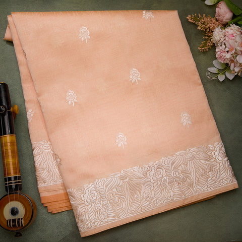 Gold Semi-Tussar Embroidery Saree