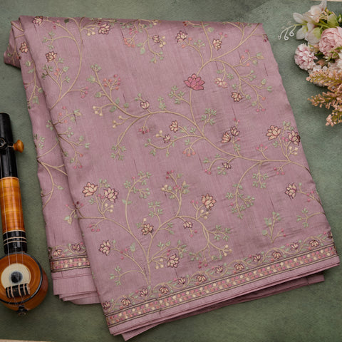 Onion Pink Semi Tussar Silk Saree