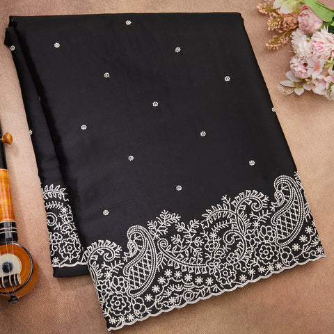 Black Semi-Silk Thread Work Silk Saree