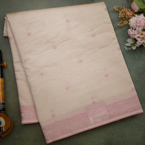 Off-White Semi-Silk Saree