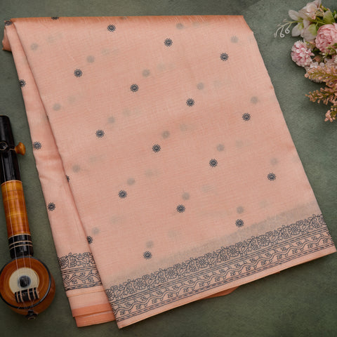 Peach Semi Tussar Silk Saree