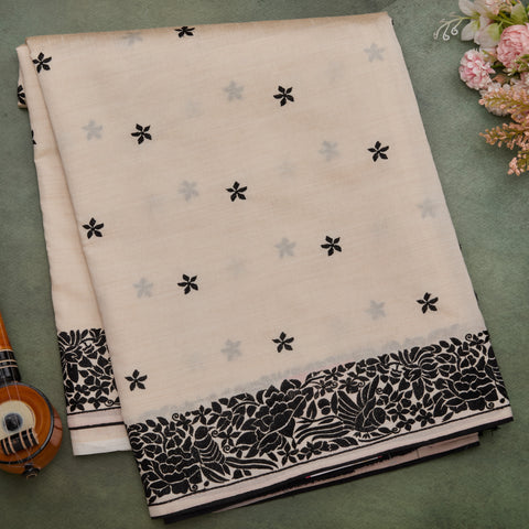 Off White Semi Tussar Silk