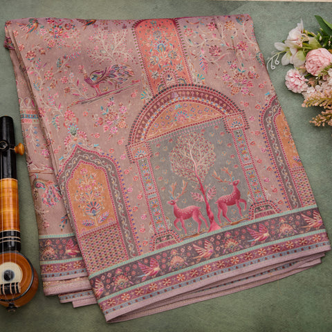 Onion Pink Kashmiri Silk Saree