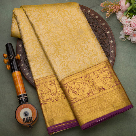Antique Gold Pure Kanjeevaram Tissue Silk Saree