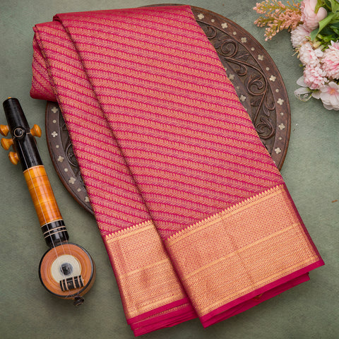 Magenta Pink Pure Kanjeevaram Brocade Silk Saree
