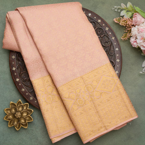 Peach Pure Kanjeevaram Silk Saree