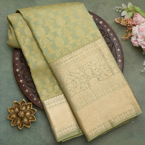 Pista Green Pure Kanjeevaram Silk Saree