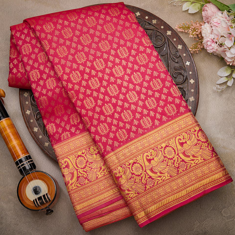Sindhoor Red Pure Kanjeevaram Designer Silk Saree