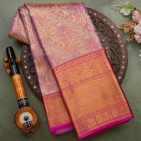 Lavender Kanjeevaram Tissue Silk Saree