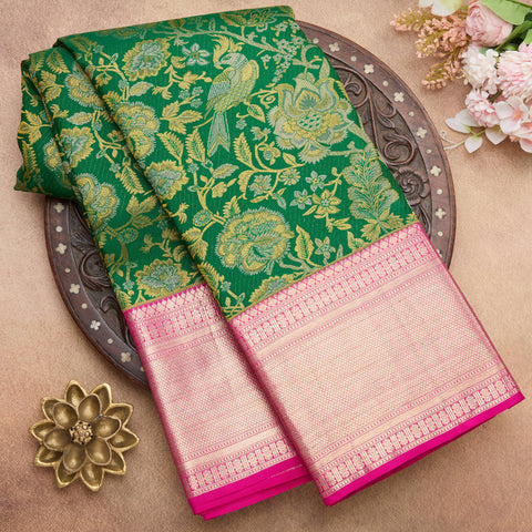 Bottle Green Pure Kanjeevaram Silk Saree