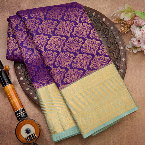 Purple Kanjeevaram Brocade Silk Saree