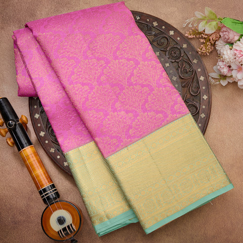 Pink Kanjeevaram Brocade Silk Saree