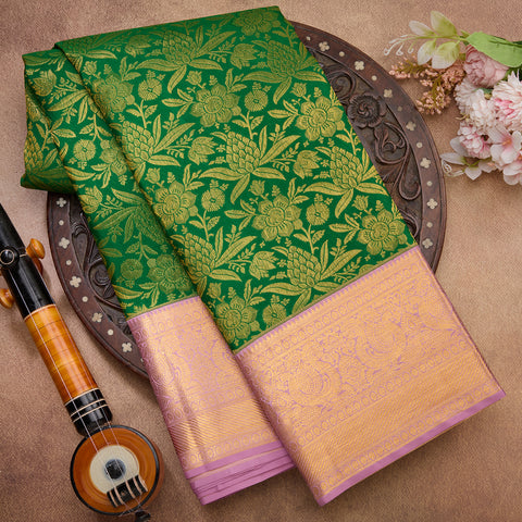 Green Kanjeevaram Brocade Silk Saree