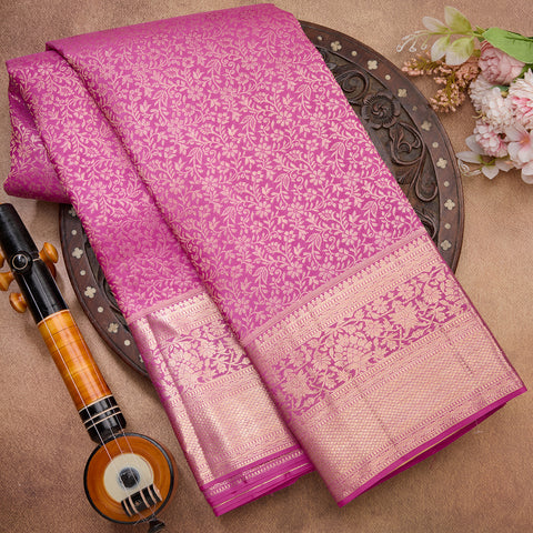 Pink Kanjeevaram Brocade Silk Saree