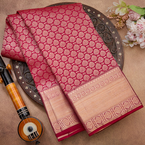 Maroon Kanjeevaram Brocade Silk Saree
