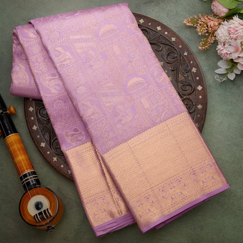 Lavender Kanjeevaram Brocade Silk Saree