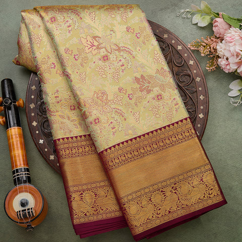 Pista Green Kanjeevaram Tissue Silk Saree