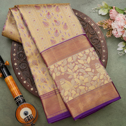 Pista Green Kanjeevaram Tissue Silk Saree