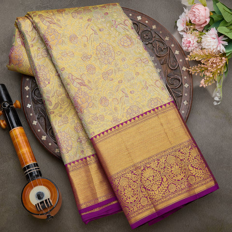 Pista Green Pure Kanjeevaram Tissue Silk Saree