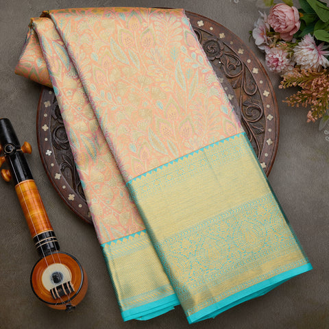 Light Green Pure Kanjeevaram Tissue Silk Saree